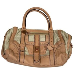 Sam Edelman Leather and Linen Sylvie Bag Satchel rose gold